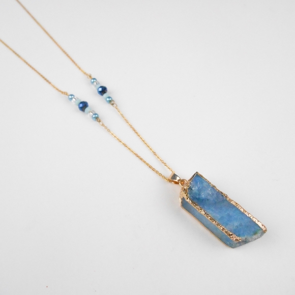 Golden Plated Natural Crackle Necklace - Picture 5 of 8